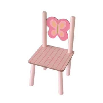 Promotional Wooden Baby Chair Toy, Wooden Toy Baby Chair Set, Butterfly Design Pink Kids′ Chair for Girl Wj277256